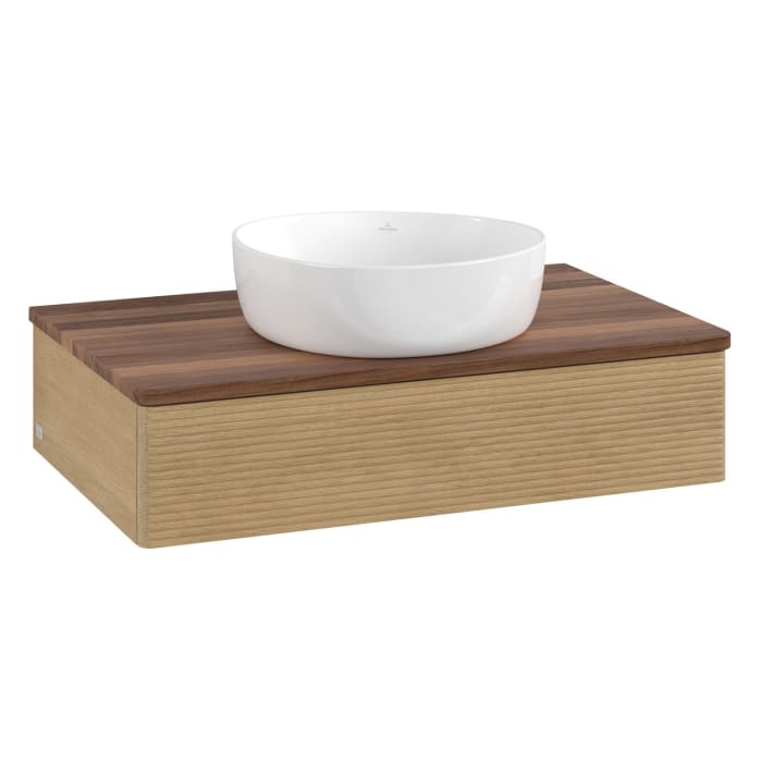 Villeroy & Boch Antao Waschbeckenunterschrank, 80 x 19 cm, 1 Auszug, Front mit Struktur, ohne Hahnloch