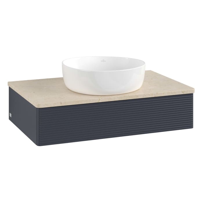 Villeroy & Boch Antao Waschbeckenunterschrank, 80 x 19 cm, 1 Auszug, Front mit Struktur, ohne Hahnloch