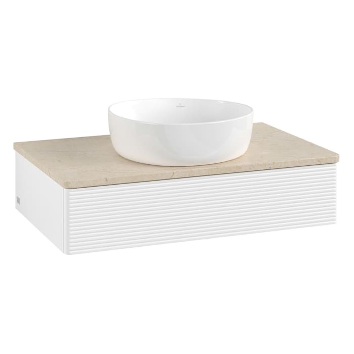 Villeroy & Boch Antao Waschbeckenunterschrank, 80 x 19 cm, 1 Auszug, Front mit Struktur, ohne Hahnloch