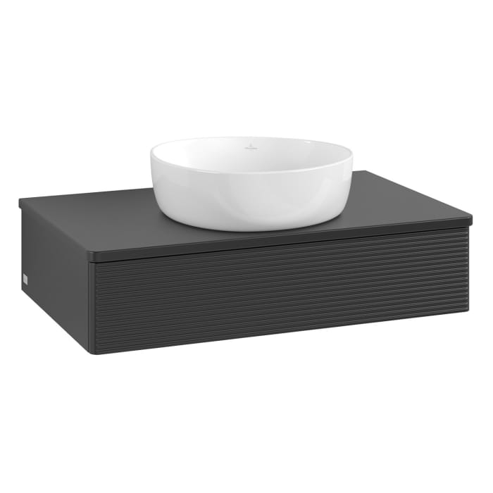 Villeroy & Boch Antao Waschbeckenunterschrank, 80 x 19 cm, 1 Auszug, Front mit Struktur, mit Hahnloch