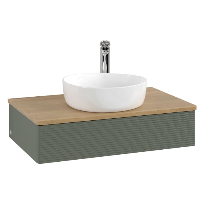 Villeroy & Boch Antao Waschbeckenunterschrank, 80 x 19 cm, 1 Auszug, Front mit Struktur, mit Hahnloch