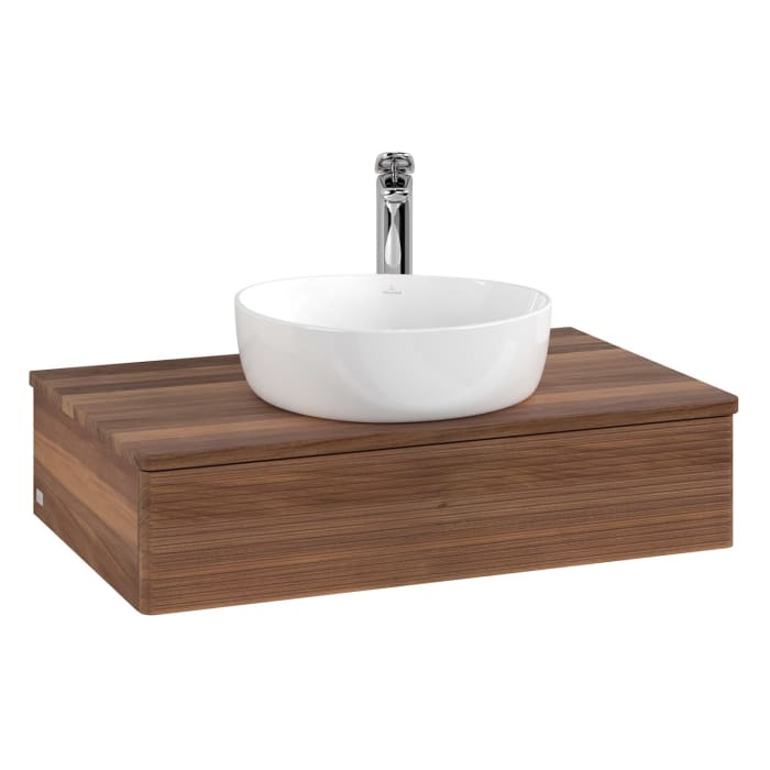 Villeroy & Boch Antao Waschbeckenunterschrank, 80 x 19 cm, 1 Auszug, Front mit Struktur, mit Hahnloch