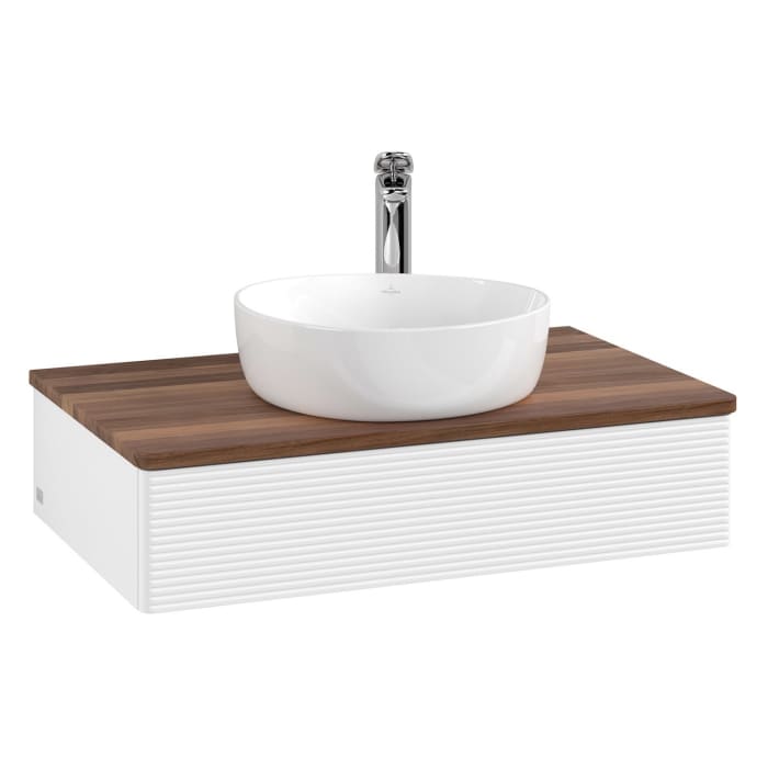 Villeroy & Boch Antao Waschbeckenunterschrank, 80 x 19 cm, 1 Auszug, Front mit Struktur, mit Hahnloch