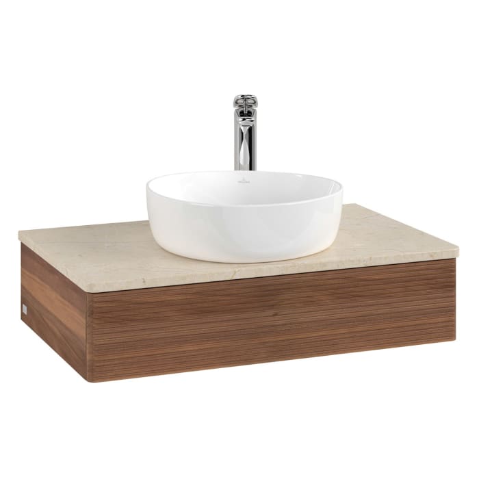 Villeroy & Boch Antao Waschbeckenunterschrank, 80 x 19 cm, 1 Auszug, Front mit Struktur, mit Hahnloch