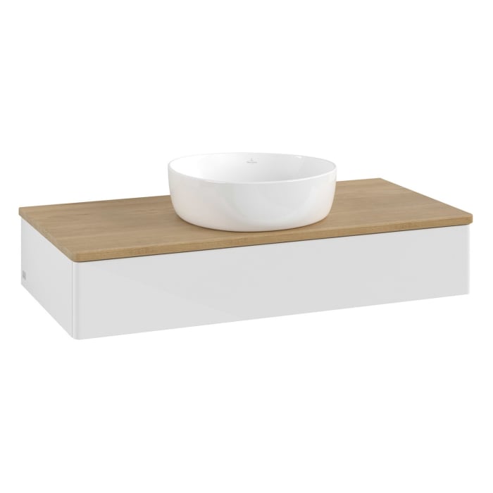 Villeroy & Boch Antao Waschbeckenunterschrank, 100 x 19 cm, 1 Auszug, Front ohne Struktur, ohne Hahnloch