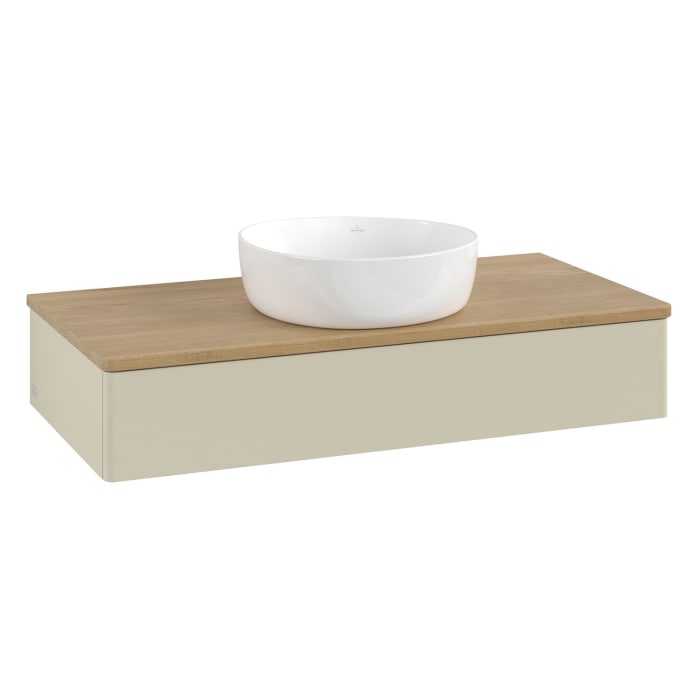 Villeroy & Boch Antao Waschbeckenunterschrank, 100 x 19 cm, 1 Auszug, Front ohne Struktur, ohne Hahnloch