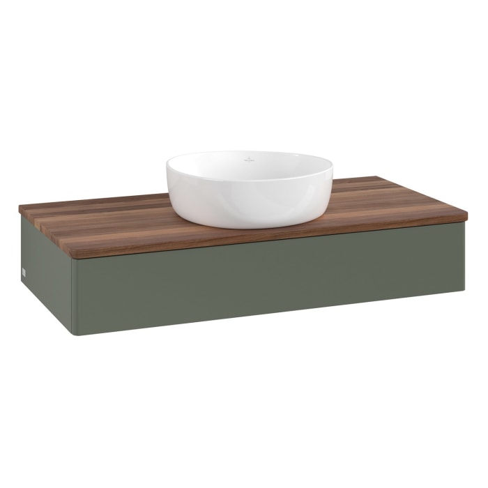 Villeroy & Boch Antao Waschbeckenunterschrank, 100 x 19 cm, 1 Auszug, Front ohne Struktur, ohne Hahnloch