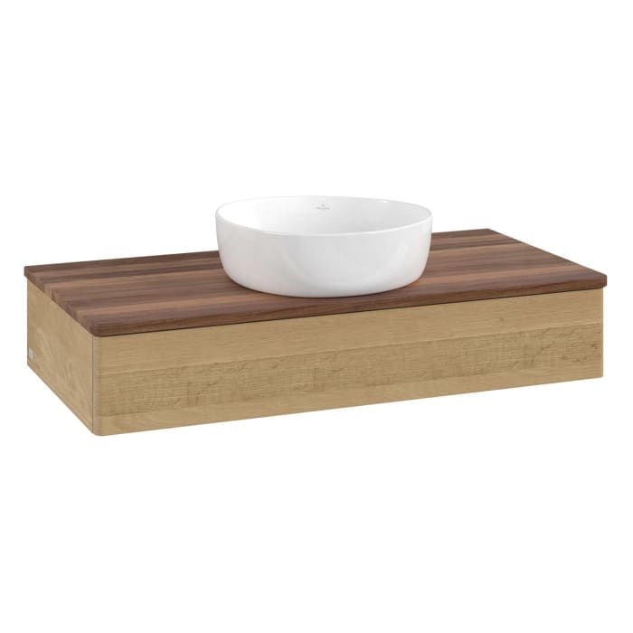 Villeroy & Boch Antao Waschbeckenunterschrank, 100 x 19 cm, 1 Auszug, Front ohne Struktur, ohne Hahnloch