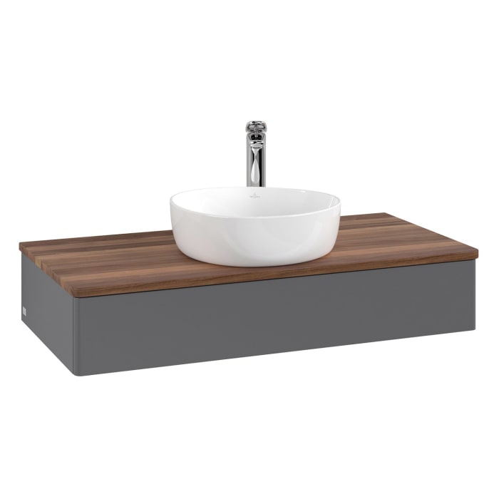 Villeroy & Boch Antao Waschbeckenunterschrank, 100 x 19 cm, 1 Auszug, Front ohne Struktur, mit Hahnloch