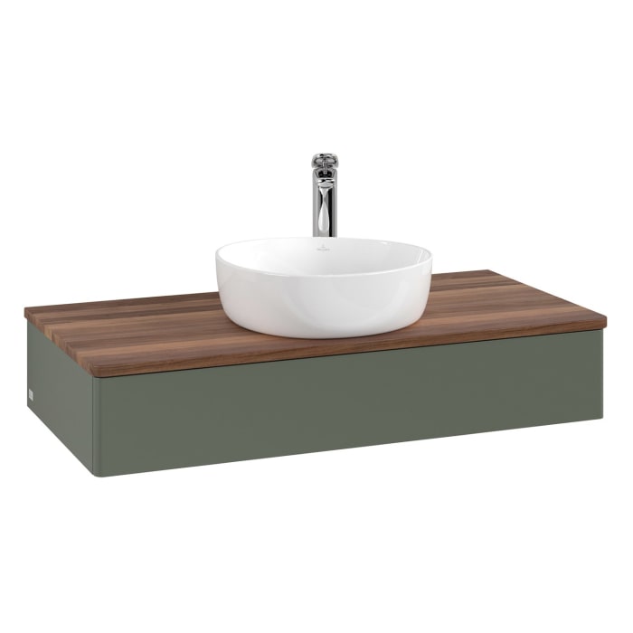 Villeroy & Boch Antao Waschbeckenunterschrank, 100 x 19 cm, 1 Auszug, Front ohne Struktur, mit Hahnloch