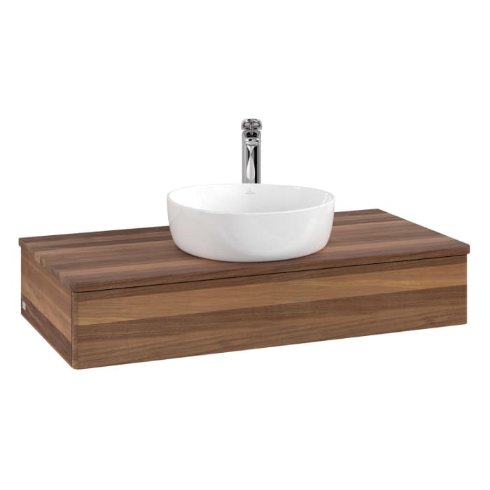 Villeroy & Boch Antao Waschbeckenunterschrank, 100 x 19 cm, 1 Auszug, Front ohne Struktur, mit Hahnloch