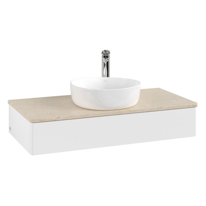 Villeroy & Boch Antao Waschbeckenunterschrank, 100 x 19 cm, 1 Auszug, Front ohne Struktur, mit Hahnloch