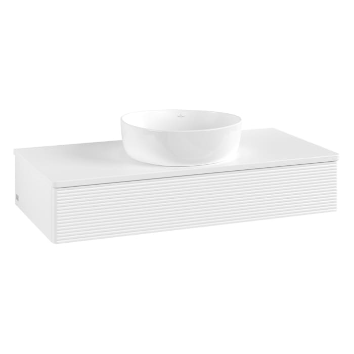 Villeroy & Boch Antao Waschbeckenunterschrank, 100 x 19 cm, 1 Auszug, Front mit Struktur, ohne Hahnloch