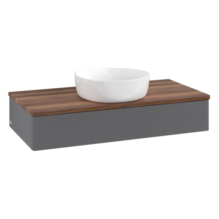 Villeroy & Boch Antao Waschbeckenunterschrank, 100 x 19 cm, 1 Auszug, Front mit Struktur, ohne Hahnloch