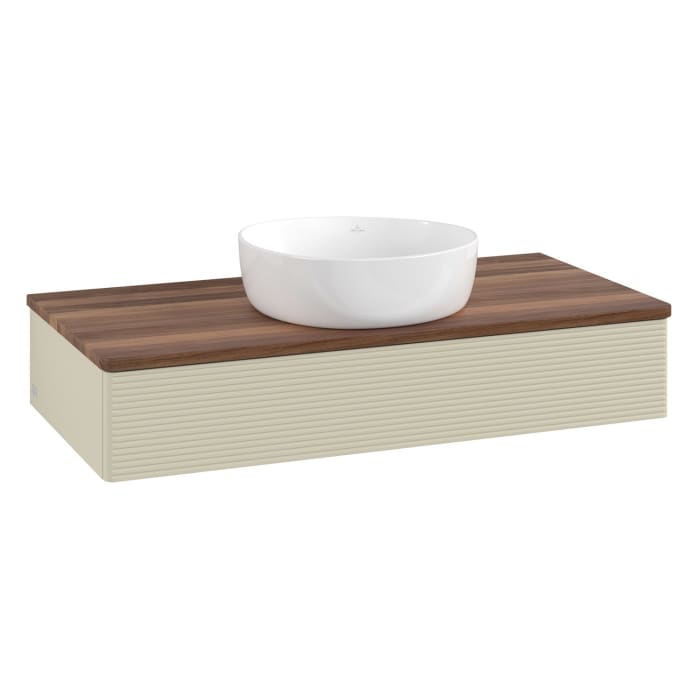 Villeroy & Boch Antao Waschbeckenunterschrank, 100 x 19 cm, 1 Auszug, Front mit Struktur, ohne Hahnloch