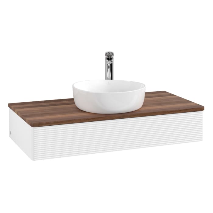 Villeroy & Boch Antao Waschbeckenunterschrank, 100 x 19 cm, 1 Auszug, Front mit Struktur, mit Hahnloch