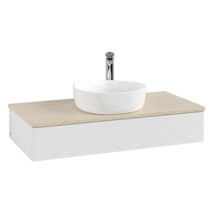 Villeroy & Boch Antao Waschbeckenunterschrank, 100 x 19 cm, 1 Auszug, Front mit Struktur, mit Hahnloch