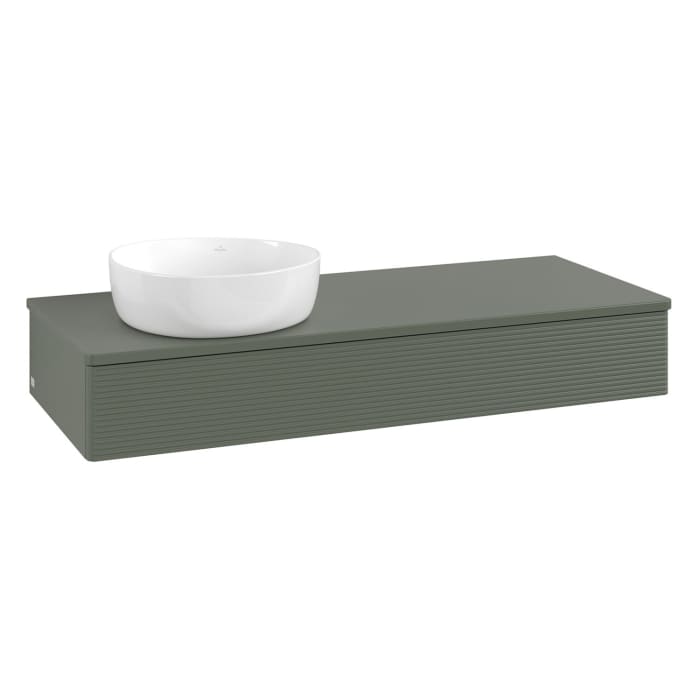 Villeroy & Boch Antao Waschbeckenunterschrank, 120 x 19 cm, 1 Auszug, Front mit Struktur, ohne Hahnloch, für Waschtisch links