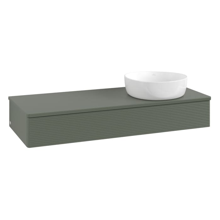 Villeroy & Boch Antao Waschbeckenunterschrank, 120 x 19 cm, 1 Auszug, Front mit Struktur, ohne Hahnloch, für Waschtisch rechts