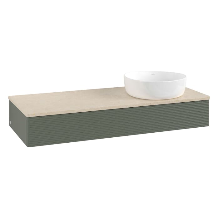 Villeroy & Boch Antao Waschbeckenunterschrank, 120 x 19 cm, 1 Auszug, Front mit Struktur, ohne Hahnloch, für Waschtisch rechts