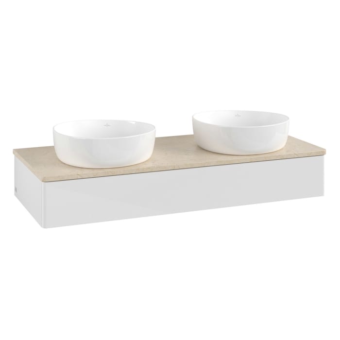 Villeroy & Boch Antao Waschbeckenunterschrank, 120 x 19 cm, 1 Auszug, Front ohne Struktur, ohne Hahnloch, für Waschtisch links und rechts
