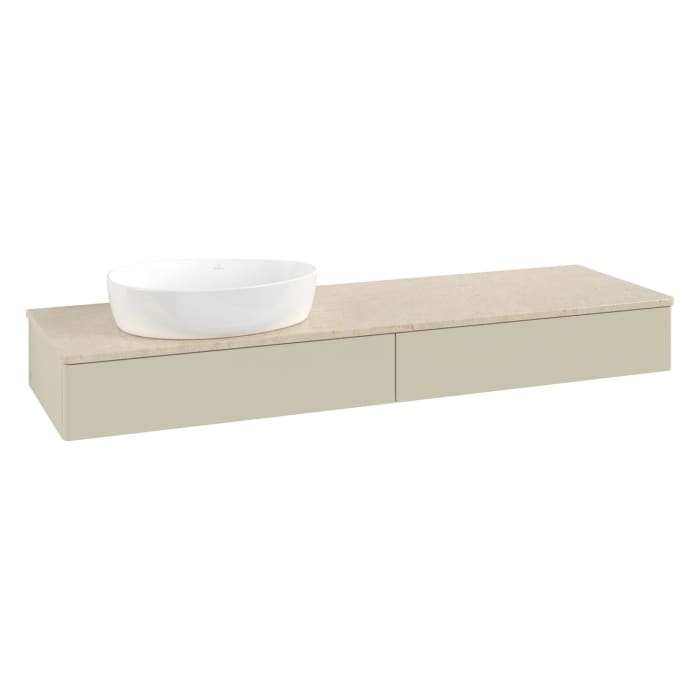 Villeroy & Boch Antao Waschbeckenunterschrank, 160 x 19 cm, 2 Auszüge, Front ohne Struktur, ohne Hahnloch, für Waschtisch links