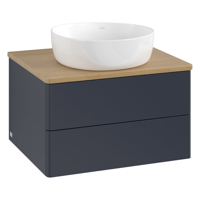 Villeroy & Boch Antao Waschbeckenunterschrank, 60 x 19 cm, 2 Auszüge, Fronten ohne Struktur, ohne Hahnloch