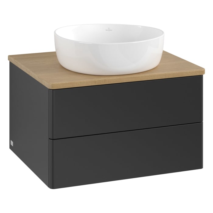 Villeroy & Boch Antao Waschbeckenunterschrank, 60 x 19 cm, 2 Auszüge, Fronten ohne Struktur, ohne Hahnloch