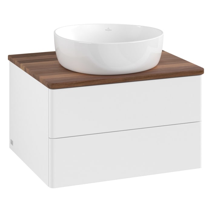 Villeroy & Boch Antao Waschbeckenunterschrank, 60 x 19 cm, 2 Auszüge, Fronten ohne Struktur, ohne Hahnloch