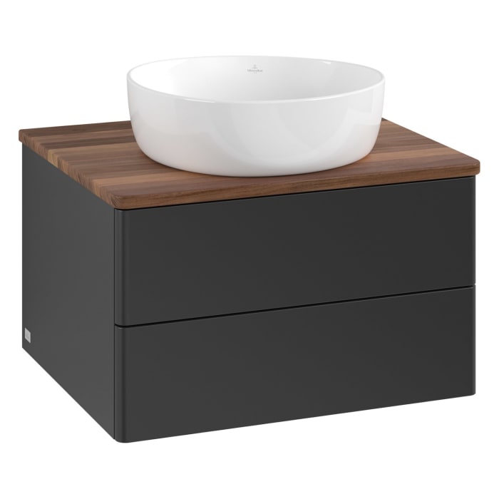 Villeroy & Boch Antao Waschbeckenunterschrank, 60 x 19 cm, 2 Auszüge, Fronten ohne Struktur, ohne Hahnloch