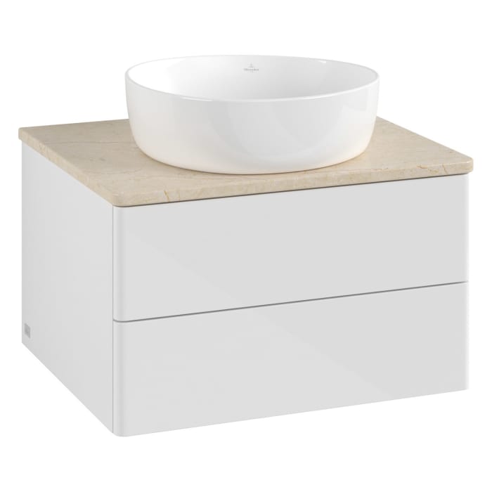 Villeroy & Boch Antao Waschbeckenunterschrank, 60 x 19 cm, 2 Auszüge, Fronten ohne Struktur, ohne Hahnloch