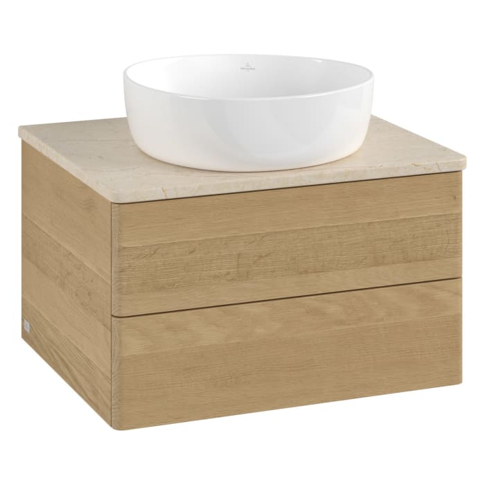 Villeroy & Boch Antao Waschbeckenunterschrank, 60 x 19 cm, 2 Auszüge, Fronten ohne Struktur, ohne Hahnloch