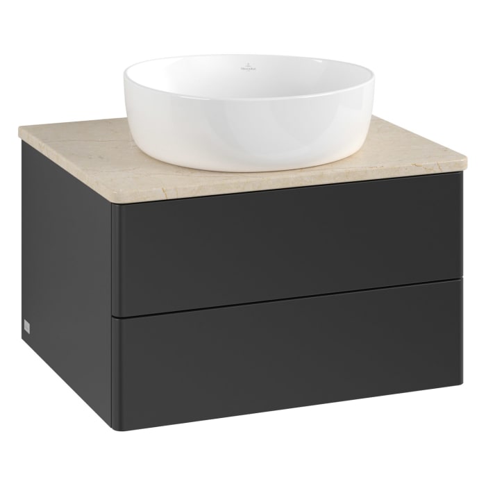 Villeroy & Boch Antao Waschbeckenunterschrank, 60 x 19 cm, 2 Auszüge, Fronten ohne Struktur, ohne Hahnloch