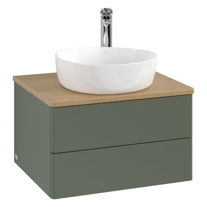 Villeroy & Boch Antao Waschbeckenunterschrank, 60 x 19 cm, 2 Auszüge, Fronten ohne Struktur, mit Hahnloch