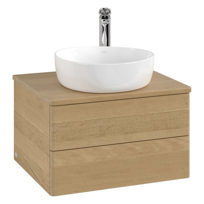 Villeroy & Boch Antao Waschbeckenunterschrank, 60 x 19 cm, 2 Auszüge, Fronten ohne Struktur, mit Hahnloch