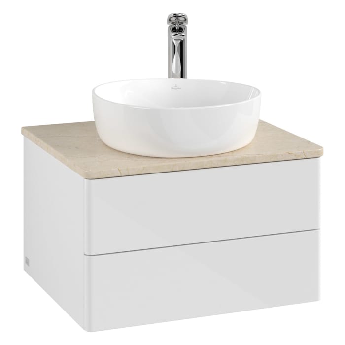 Villeroy & Boch Antao Waschbeckenunterschrank, 60 x 19 cm, 2 Auszüge, Fronten ohne Struktur, mit Hahnloch