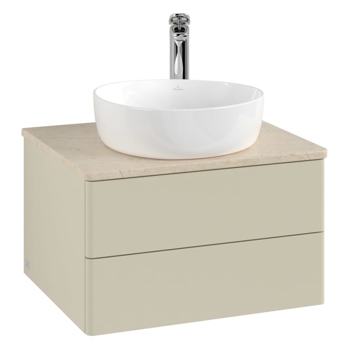 Villeroy & Boch Antao Waschbeckenunterschrank, 60 x 19 cm, 2 Auszüge, Fronten ohne Struktur, mit Hahnloch