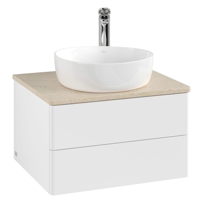 Villeroy & Boch Antao Waschbeckenunterschrank, 60 x 19 cm, 2 Auszüge, Fronten ohne Struktur, mit Hahnloch