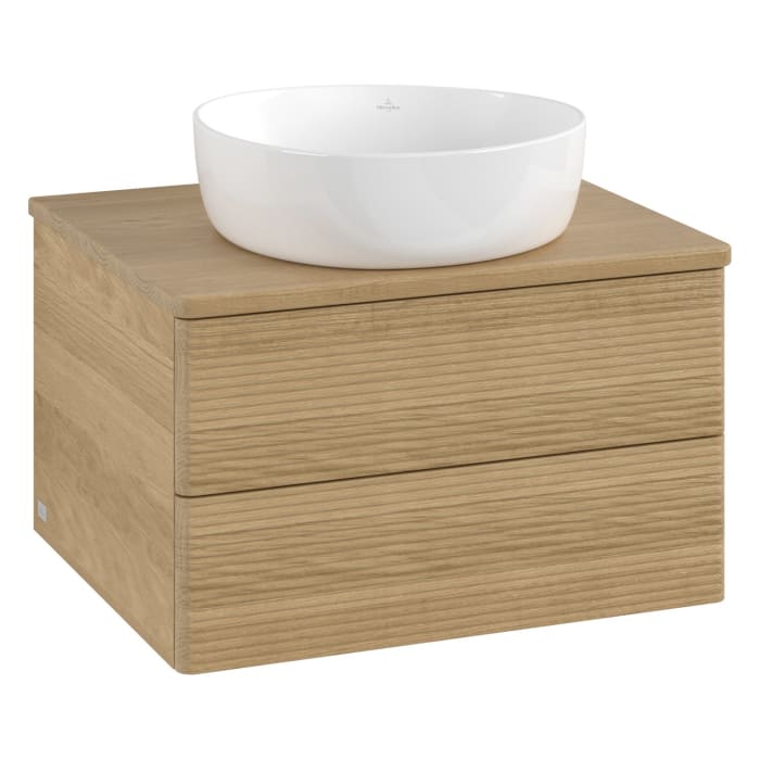 Villeroy & Boch Antao Waschbeckenunterschrank, 60 x 19 cm, 2 Auszüge, Fronten mit Struktur, ohne Hahnloch