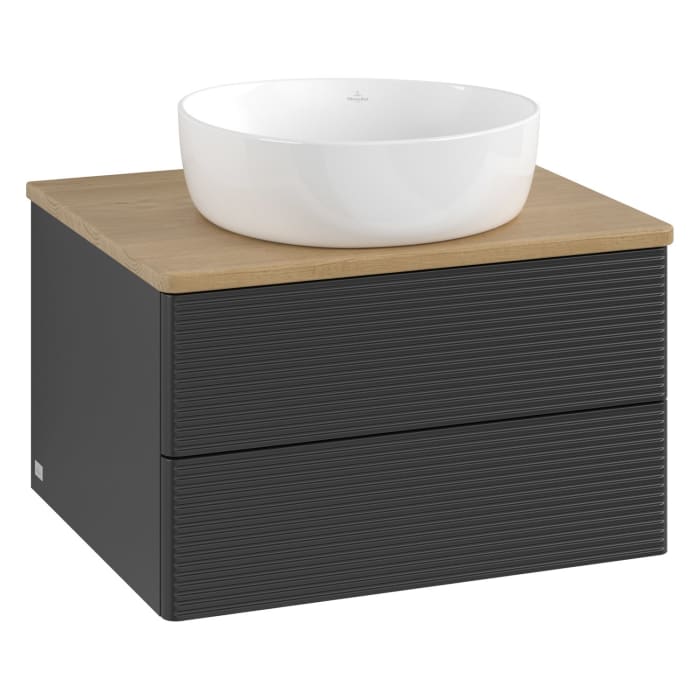 Villeroy & Boch Antao Waschbeckenunterschrank, 60 x 19 cm, 2 Auszüge, Fronten mit Struktur, ohne Hahnloch