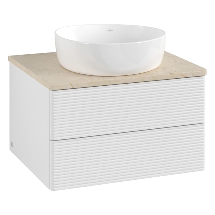 Villeroy & Boch Antao Waschbeckenunterschrank, 60 x 19 cm, 2 Auszüge, Fronten mit Struktur, ohne Hahnloch