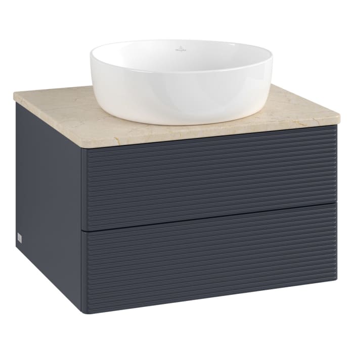 Villeroy & Boch Antao Waschbeckenunterschrank, 60 x 19 cm, 2 Auszüge, Fronten mit Struktur, ohne Hahnloch