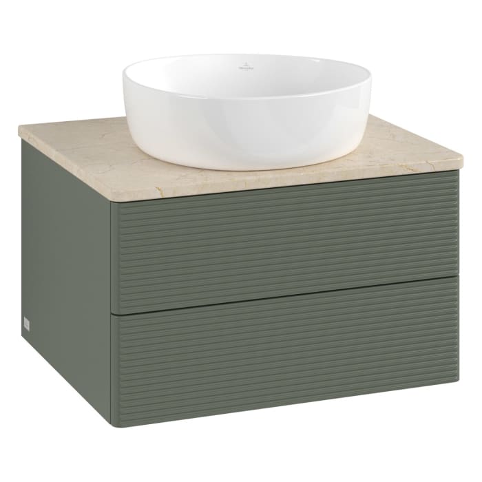 Villeroy & Boch Antao Waschbeckenunterschrank, 60 x 19 cm, 2 Auszüge, Fronten mit Struktur, ohne Hahnloch