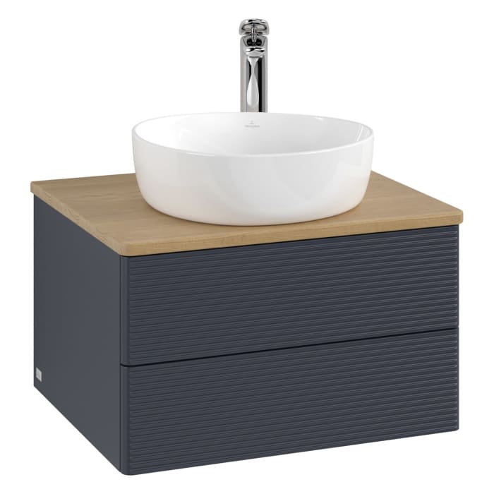 Villeroy & Boch Antao Waschbeckenunterschrank, 60 x 19 cm, 2 Auszüge, Fronten mit Struktur, mit Hahnloch