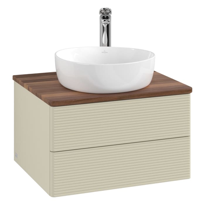 Villeroy & Boch Antao Waschbeckenunterschrank, 60 x 19 cm, 2 Auszüge, Fronten mit Struktur, mit Hahnloch