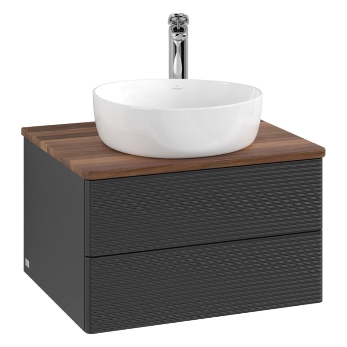 Villeroy & Boch Antao Waschbeckenunterschrank, 60 x 19 cm, 2 Auszüge, Fronten mit Struktur, mit Hahnloch