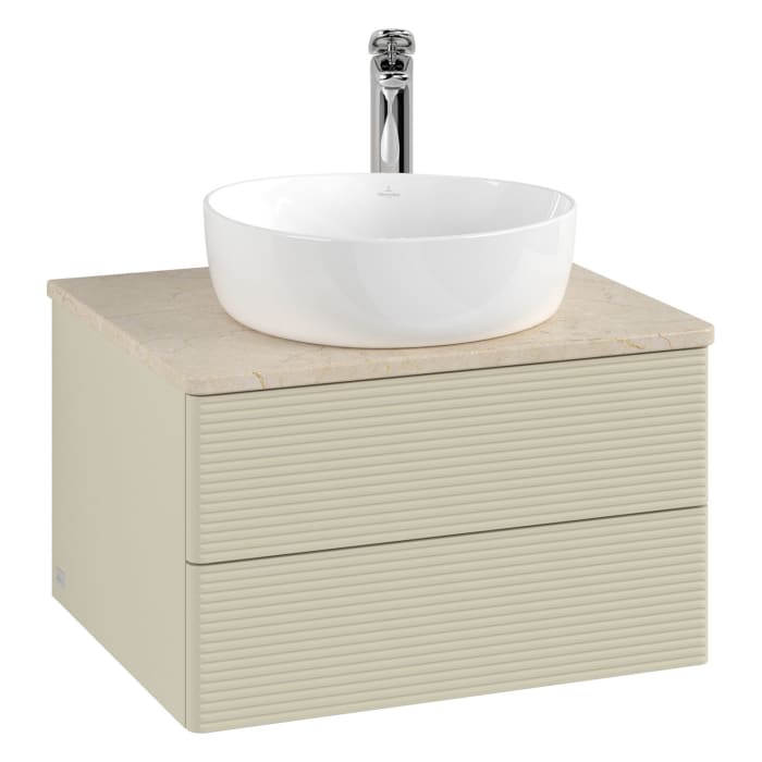 Villeroy & Boch Antao Waschbeckenunterschrank, 60 x 19 cm, 2 Auszüge, Fronten mit Struktur, mit Hahnloch