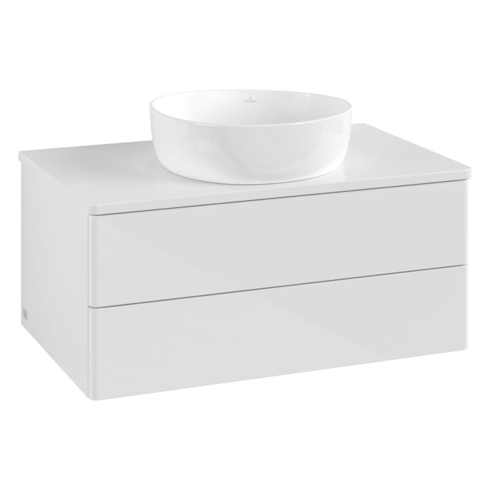 Villeroy & Boch Antao Waschbeckenunterschrank, 80 x 19 cm, 2 Auszüge, Fronten ohne Struktur, ohne Hahnloch