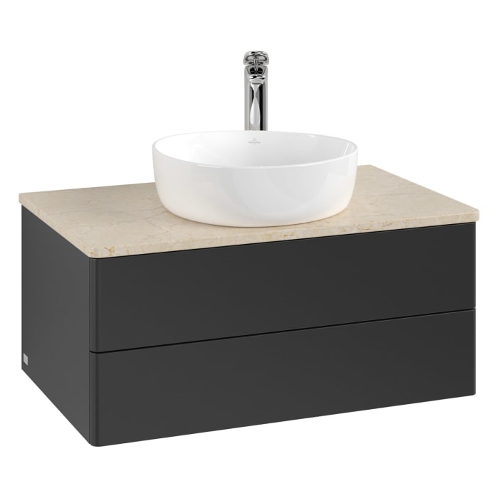 Villeroy & Boch Antao Waschbeckenunterschrank, 80 x 19 cm, 2 Auszüge, Fronten ohne Struktur, mit Hahnloch