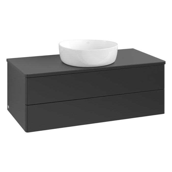 Villeroy & Boch Antao Waschbeckenunterschrank, 100 x 19 cm, 2 Auszüge, Fronten ohne Struktur, ohne Hahnloch